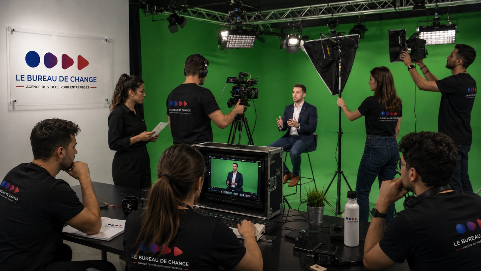 Tournage sur fond vert dans le studio du Bureau de Change